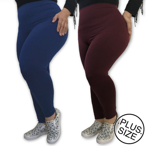 Kit 2 Leggings Plus Size Leg Basic Suplex Blogueiras