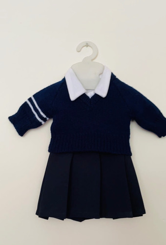  Uniforme Gris/azul Colegio Para Muñecas Tipo American Girl