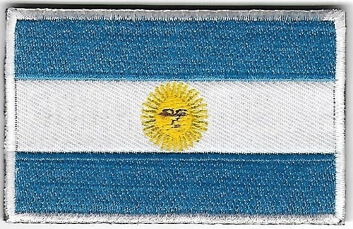 Parche Bandera Argentina Bordada 8x5cm Con Abrojo Y Base