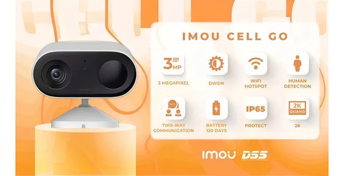 Câmera de vigilância recarregável com áudio bi-recarregável Imou Cell Go 3mp 2k