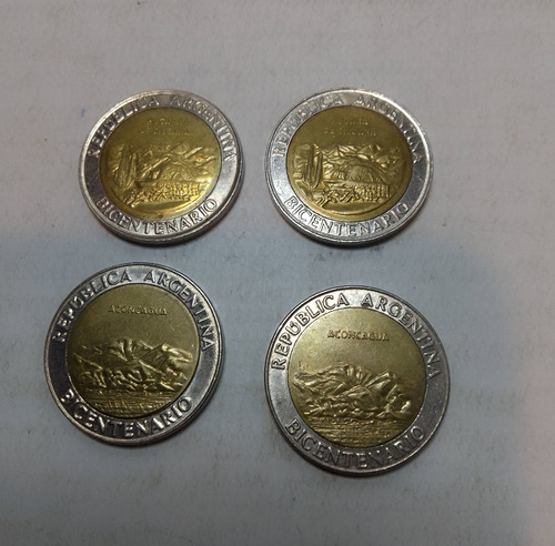Monedas Bicentenario 1 Peso Año 2010 . Lote X4 (Usado)
