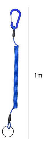4 Cordão Enrolado Seguro Retrátil Com Mosquetão Anel Azul