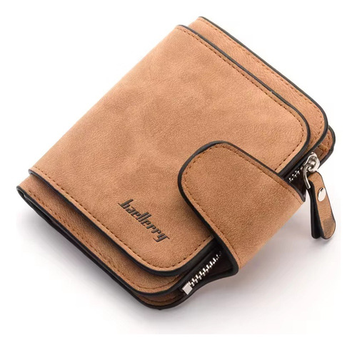 Billetera Plegable De Cuero Cartera Con Cremallera De Mujer