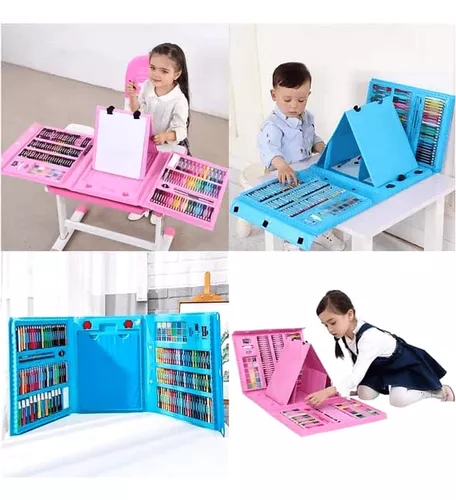 Set Arte Niños Maleta 208 Piezas Crayon Acuarela Plumon – Mercado clicks