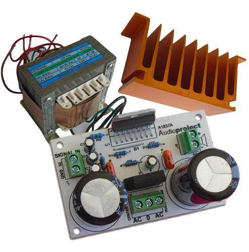 Modulo Amplificador 100 Watts Con Fuente Trafo Y Disipador