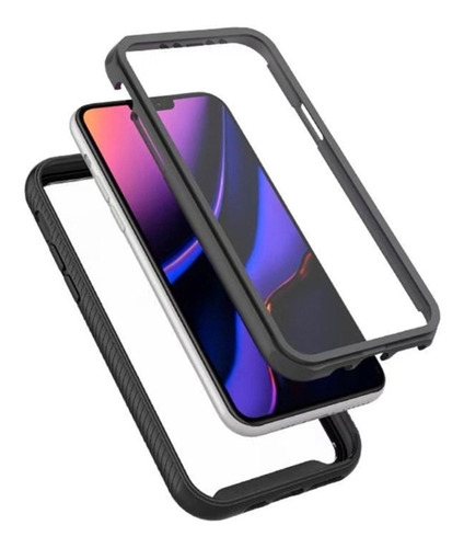Imagem 3 de 4 de Capa Anti-impacto 360º Para Apple iPhone XR - Preta Hmaston