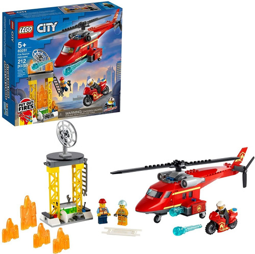 Lego City Helicoptero Rescate Bomberos Rescatistas Moto 212p