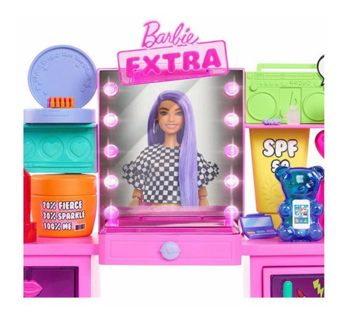 Barbie Extra Muñeca Y Set De Tocador Fashion Con Accesorios