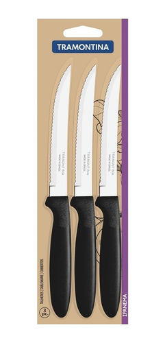 Cuchillo Tramontina Original Ipanema Blister X 3 M/negro