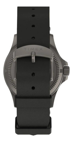 Relógio Timex Expedition Titanium Cristal Safira Tw2w78100 Correia Preto Bisel Prateado Fundo Verde-musgo
