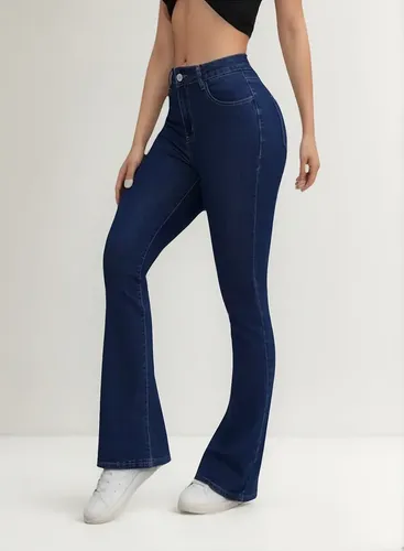 Calça Feminina Jeans Flare Modeladora Boca De Sino Premium ...