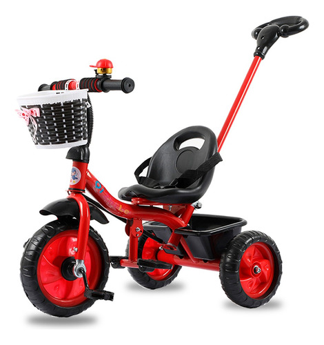 Triciclo Tipo Carreola Plegable Portatil Reclinable 2 En 1 Color Rojo