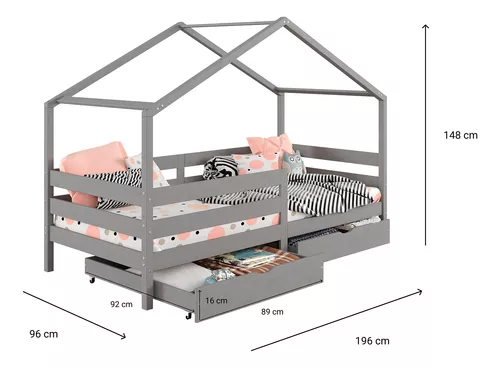 Cama Montessoriana Madeira Maciça Casa com Estrado Ena - Móveis 24 - Loja  de Móveis em Madeira