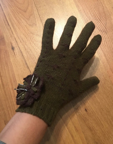 Padrisimos Guantes Moschino Verde Obscuro Florecita Original