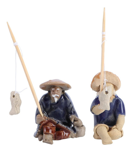 Yarnow 2pcs Miniatura Pescador Estatua China Hada Jardín Acc