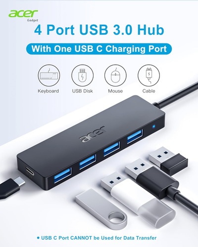 Acer Usb C Hub De 4 Puertos, Concentrador Usb 3.1 Múltiple,