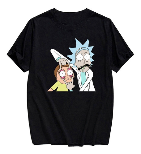 Anime Rick Y Morty Playeras De Algodón Negro