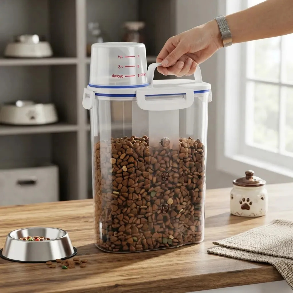 Porta Ração Pote Com Tampa Pet Gato Cachorro Dispenser 2l Transparente