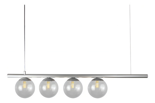 Lustre Pendente Figo Prata 4 Globos Esfera De Vidro Fumê Trybo Design 4-2620-15-FU