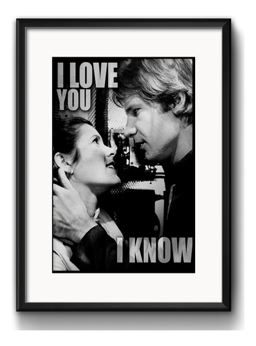 Cuadro Princesa Leia Han Solo Star Wars Frase Con Paspartú