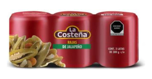 Chiles Jalapeños Rajas La Costeña En Escabeche 6 Pzas -380gr