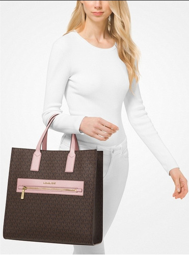 Bolso Grande Tote Michael Kors Cafe/rosa 