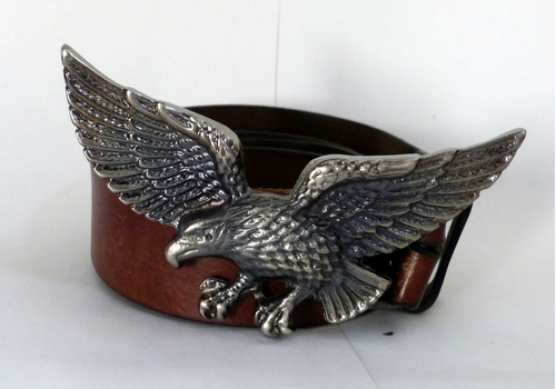 Cinturón De Cuero Ecco Con Hebilla Aguila Motoqueros