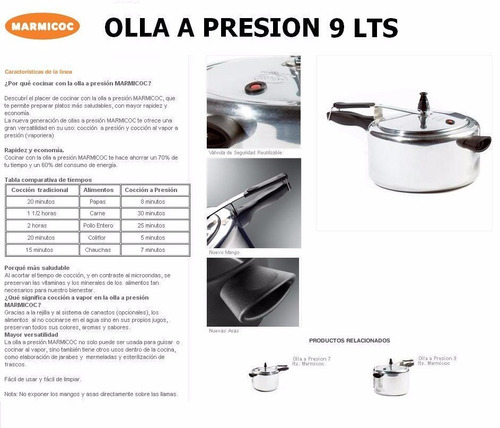 Olla A Presión Marmicoc 9 Litros C/válvula