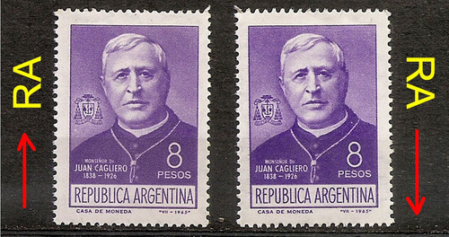 Argentina 717 Gj 1334 Filigran Monseñor Gagliero A 1965 Mint