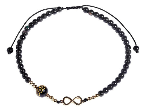 Pulsera/tobillera Lightock Light2022a003 De Oro Color Negro. Para Adultos 11cm De Largo