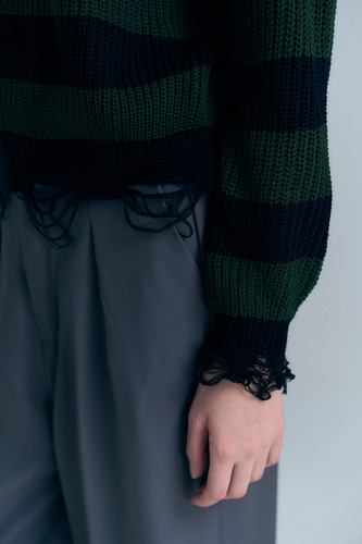 Sweater Rayado Roturas Puños Tejido Dralon Proyecto Uno