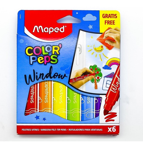 Imagen 1 de 10 de Marcadores Maped Color Peps Window Para Vidrios X 6 Lavables