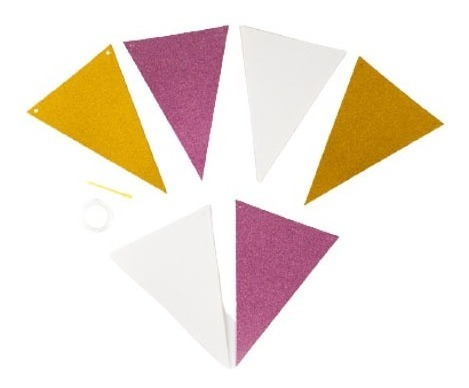 Banderines Basics Blanco, Fucsia Y Dorado, 250 Cm, 3 Sets