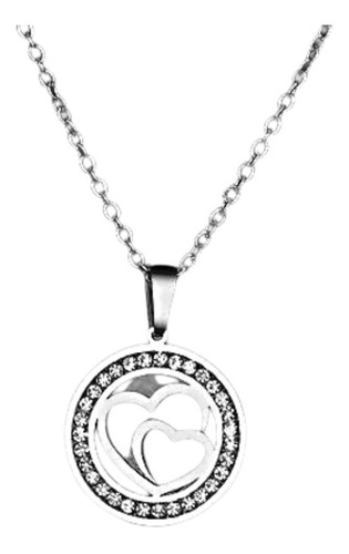Imagen 1 de 2 de Collar Mujer Dije Corazones Acero Cristales Belcher Amor