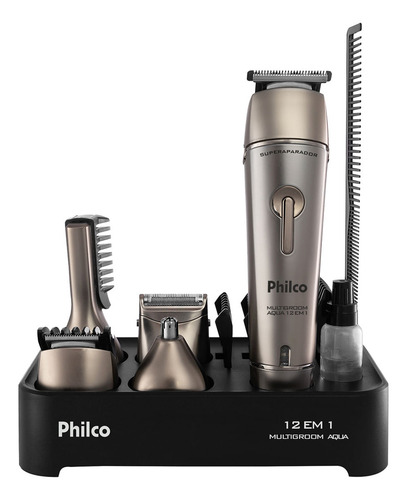 Aparador De Pelos Philco Pap15 Multigroom Aqua 12 Em 1 Cor P