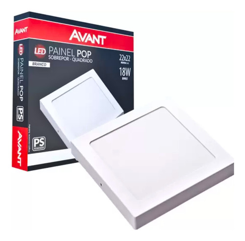 Kit 8x Painel Plafon Quadrado Sobrepor 18w Avant Branco Frio 110v/220v