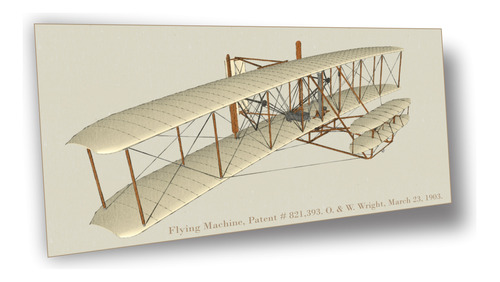 Lienzo Tela Avión Hermanos Wright 1903 The Flyer 50 X 90