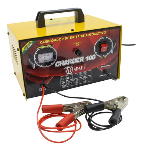 Carregador De Bateria Automotiva Bat 10 A 100 Amp V8 Brasil