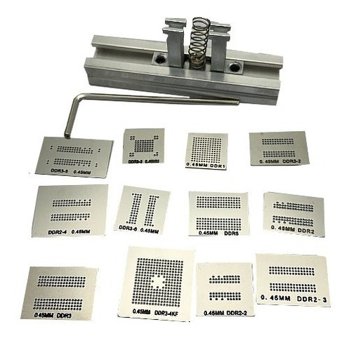 Kit Stencil Memoria Ddr Calor Direto Suporte Reballing 13pçs