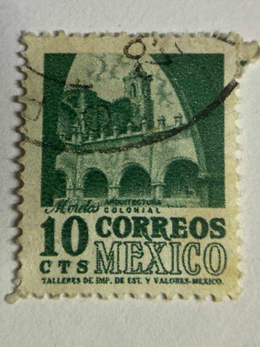 Sello Postal Mexico 1950 Morelos Colonial Valor 10 Centavos