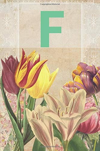 F Personalized Monogram Initial Notebook For Girls, Women, T