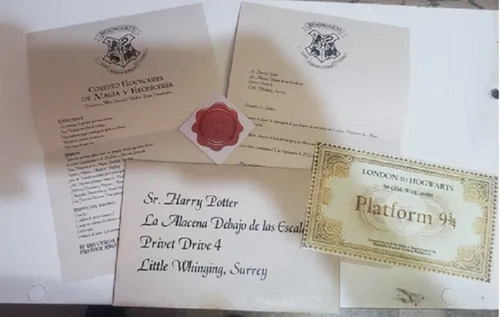 Carta Harry Potter Invitación Mas Boleto Plataforma 9 3/4