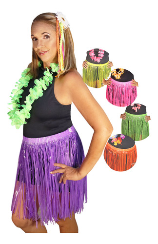 Antasia Adulto Havaiana Tropical Carnaval: Kit Neon Sortido