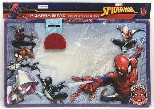 Imagen 1 de 4 de Spider Man Pizarra Bifaz Con Crayones De Colores Art 03260