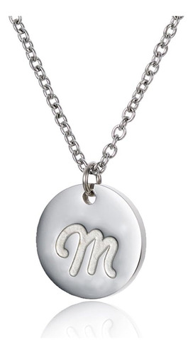 Libro: Huan Xun Stainless Steel M Initial Pendant Necklace F