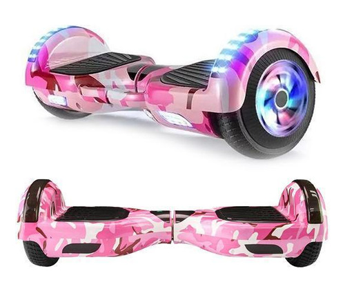 Hoverboard Overboard Skate Elétrico Led Rosa Camuflado