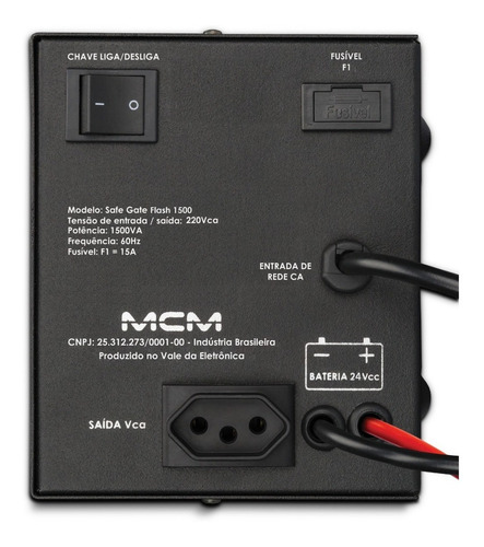 Imagem 2 de 2 de No break UPS MCM Safe Gate SG1500 1500VA entrada e saída de 115V/220V CA preto
