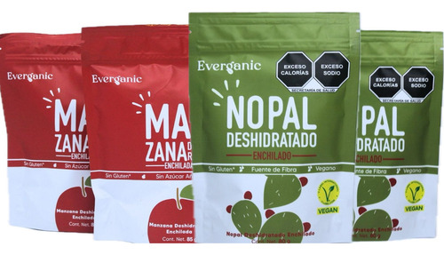 Mix Nopal Y Manzana Deshidratado Enchilado Everganic (4 Pzs)