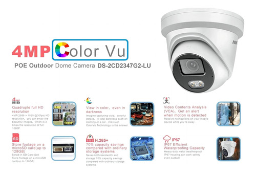 Cámara Ip De La Cámara Ip Ds-2cd2347g2-lu 4mp Torreta Ip Ip