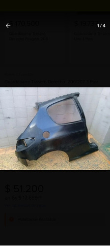 Guardabarro Trasero Derecho Peugeot 206 - 207 Nuevo Original